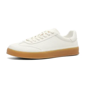 Men's Classic White Sneakers Casual Fashion Lace-Up Walking Shoes